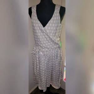 Express Tan and White Polka Dot Dress w/ Tie Size 12